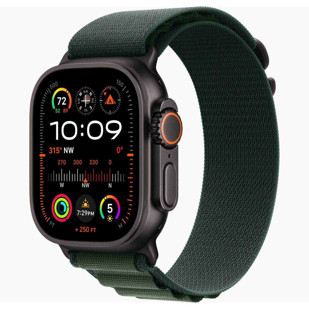 Apple Watch Ultra 2 49 Black Ti Dark Green Alpine Loop L MX4T3